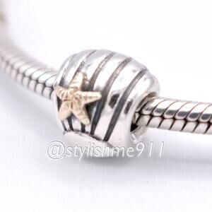 Authentic PANDORA Sea Shell Charm with 14K Gold - 790249